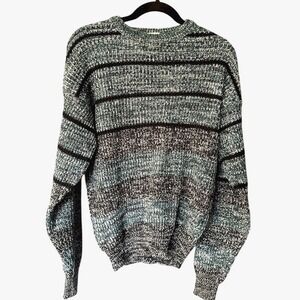 1980s Vintage‎ Wrangler Retro Sweater M Stripped Teal Grandpa Core